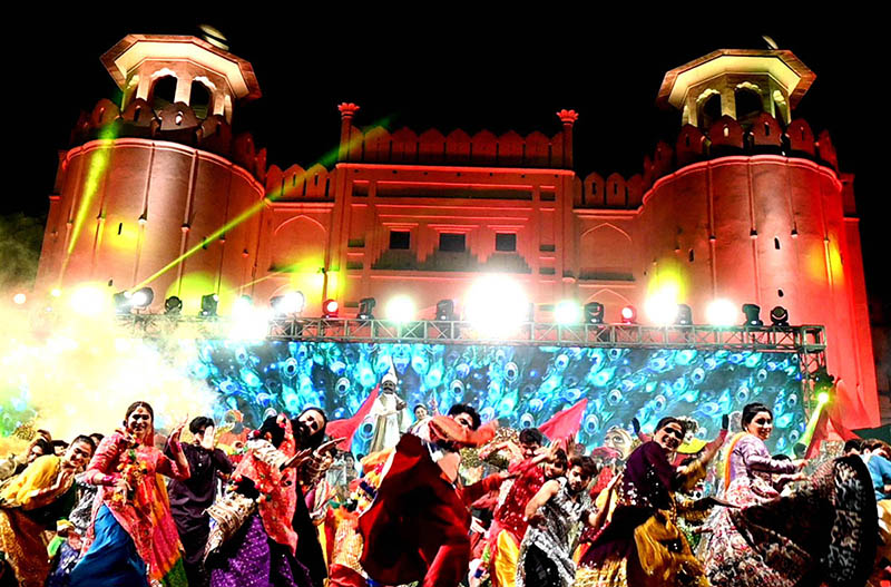 Artists performing in Vaisakhi Mela organized by Parks and Horticulture Authority Late night at Hazuri Bagh