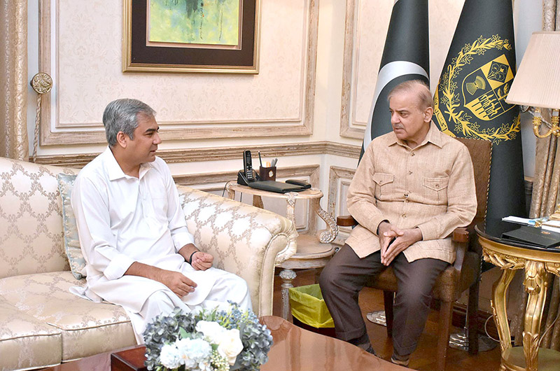 Federal Minister for Interior and Narcotics Control Syed Mohsin Raza Naqvi calls on Prime Minister Muhammad Shehbaz Sharif.