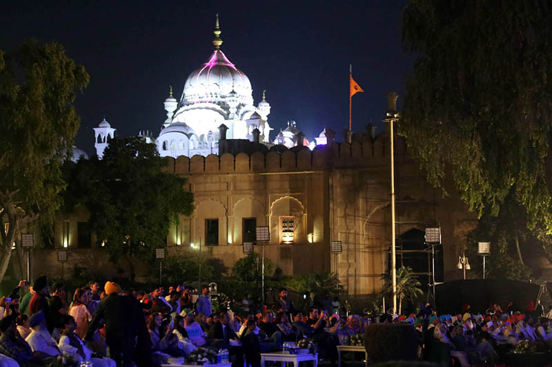 Artists performing in Vaisakhi Mela organized by Parks and Horticulture Authority Late night at Hazuri Bagh