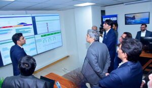 Pm coordinator on health, Dr. Malik Mukhtar Ahmad is being briefed regarding Sehat Sahulat programme in State Life Corporation Islamabad, Federal Secretary for Health, Mr. Nadeem Mehbub is also accompanying him.