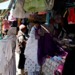 People busy in shopping for upcoming Eid ul Fitr festival at Aabpara