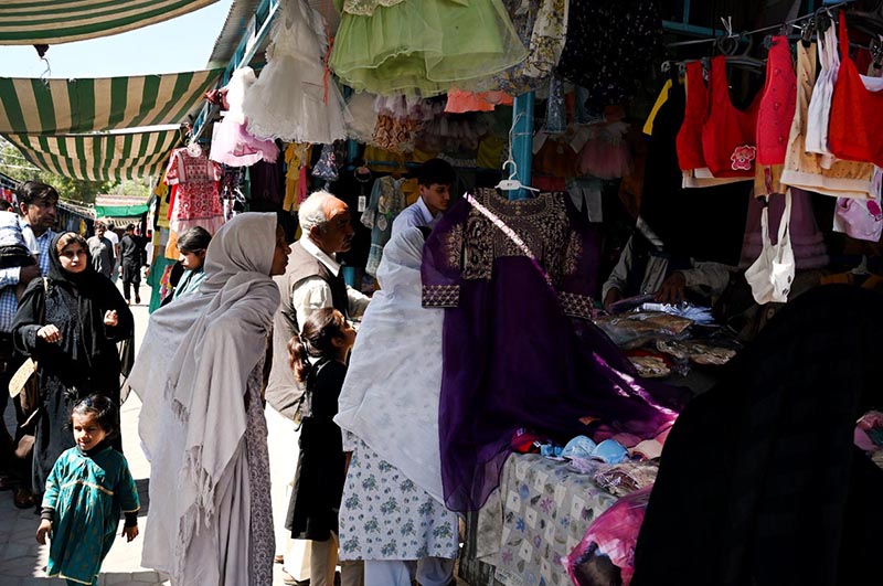 People busy in shopping for upcoming Eid ul Fitr festival at Aabpara