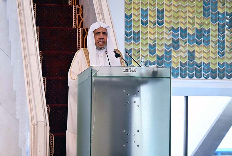 Secretary General of the Muslim World League (MWL) Dr. Mohammad bin Abdulkarim Al-Issa arrives at Faisal Masjid for offering Eidul-Fitr
