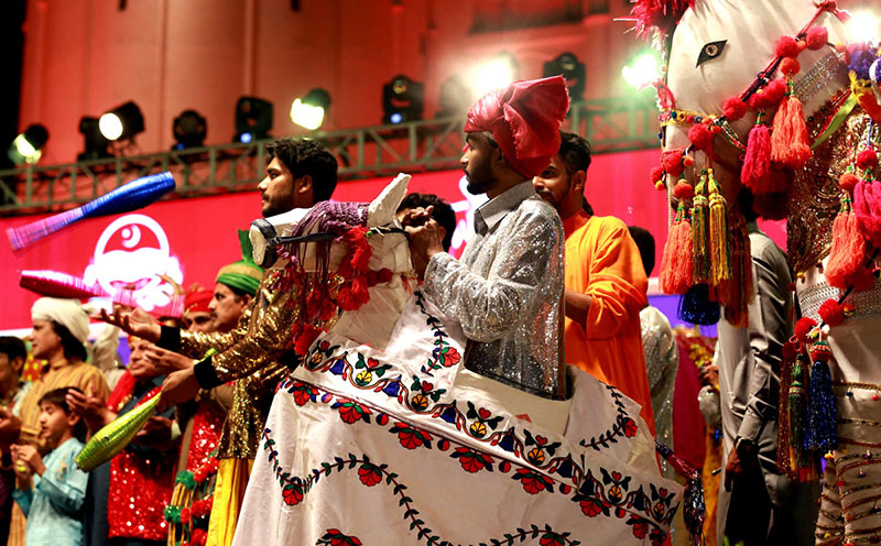 Artists performing in Vaisakhi Mela organized by Parks and Horticulture Authority Late night at Hazuri Bagh