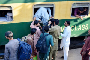 Passenger’s waiting for train to travel their hometowns to celebrate Eid ul Fitr with their loved ones train at Railway Station