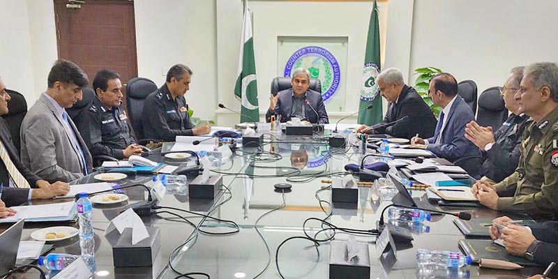 Interior Minister Mohsin Naqvi chairing the meeting of National Action Plan Coordination Committee at NACTA Headquarters.