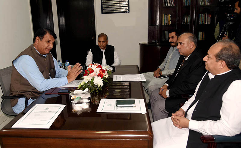 Federal Minister for Kashmir Affairs, Gilgit-Baltistan, and SAFRON, Engineer Amir Muqam addressing a meeting during the visit of commissioner office Afghan refugees Punjab