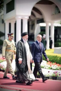 Prime Minister Muhammad Shehbaz Sharif receives the President of Iran H.E. Dr. Syed Ebrahim Raisi at the Prime Minister House.