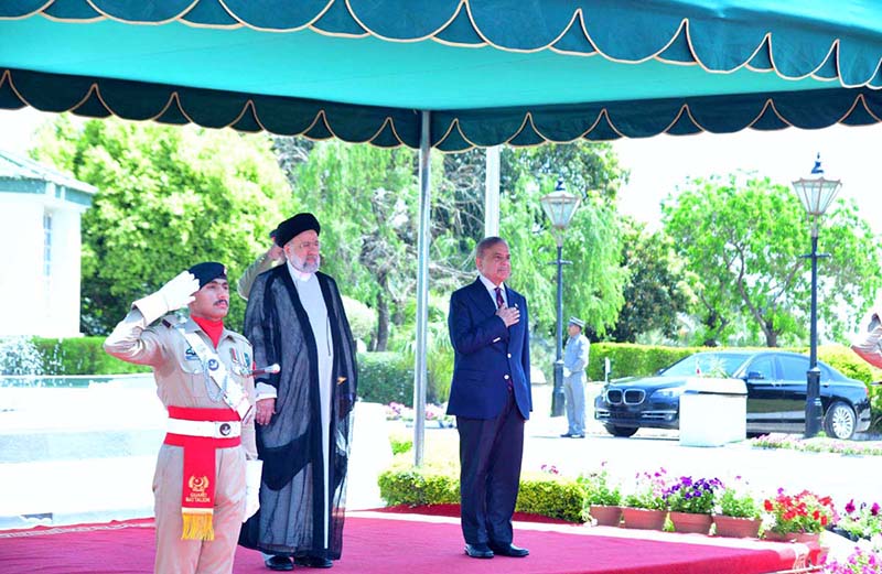 President of Iran H.E. Dr. Syed Ebrahim Raisi inspects Guard of Honor at the Prime Minister House.