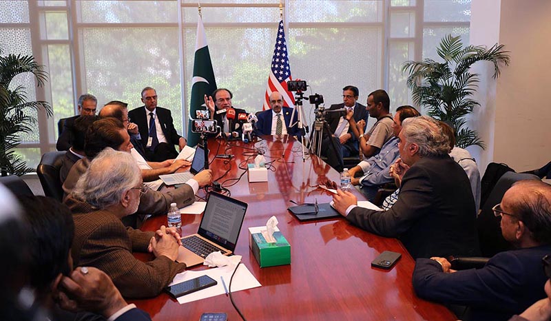 Finance Minister Mr. Muhammad Aurangzeb's interaction with Pakistani media at Pakistan Embassy