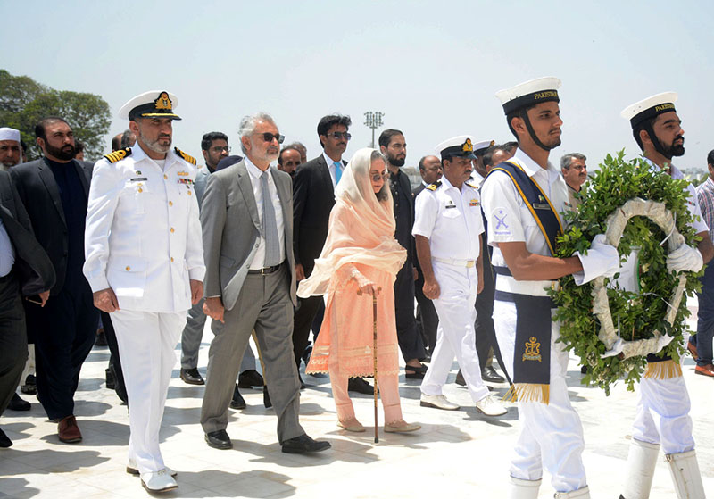 Chief Justice of Pakistan, Justice Qazi Faez Isa heading to lay wreath at the mausoleum of father of the nation Quaid-e-Azam Mohammed Ali Jinnah