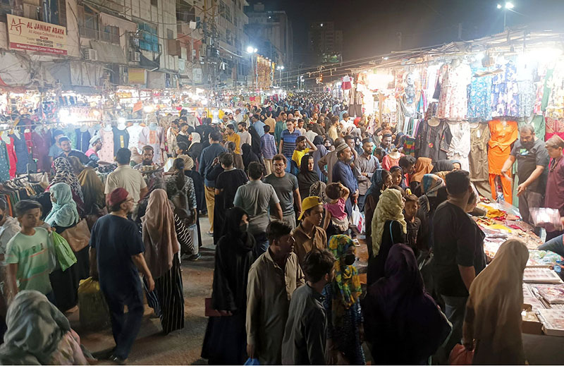 People busy in shopping for preparation of Eid-ul-Fitr