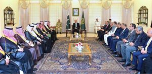 Foreign Minister of the Kingdom of Saudi Arabia H.E. Prince Faisal bin Farhan al-Saud leading a high level delegation called on Prime Minister Muhammad Shehbaz Sharif.