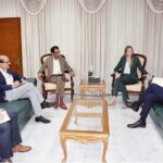 Ms. Jane Marriott, British High Commissioner to Pakistan called on the Minister for Federal Education and Professional Training Dr. Khalid Maqbool Siddiqui in his office. The meeting was attended by Secretary Education Mohyuddin Wani and the Country Director British Council James Hampson