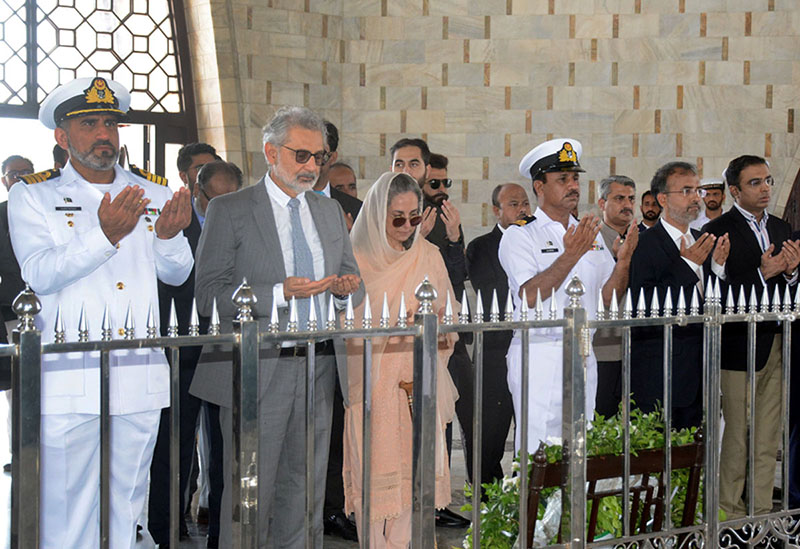 Chief Justice of Pakistan, Justice Qazi Faez Isa heading to lay wreath at the mausoleum of father of the nation Quaid-e-Azam Mohammed Ali Jinnah