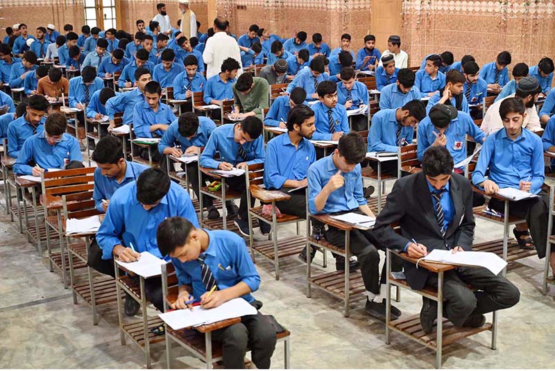 Students attempting the Matriculation (Matric) paper at Government High School No 2 as the Secondary School Certificate (SSC) exams have started in Khyber Pakhtunkhwa (KP)