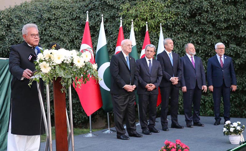 Ambassador of Pakistan to Turkiye H.E Dr. Yousaf Junaid speaking on Pakistan Day reception