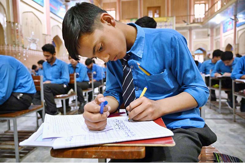 Students attempting the Matriculation (Matric) paper at Government High School No 2 as the Secondary School Certificate (SSC) exams have started in Khyber Pakhtunkhwa (KP)
