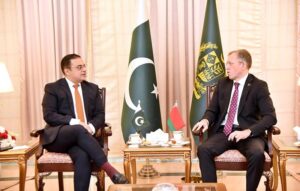 Andrei Metelitsa, Ambassador of the Republic of Belarus to Pakistan calls on the Federal Minister for Economic Affairs Ahad Khan Cheema.