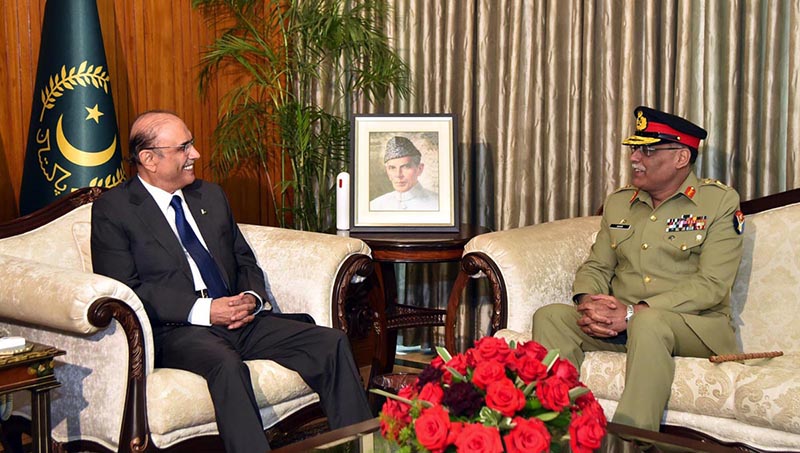 The Chairman Joint Chiefs of Staff Committee (CJCSC), General Sahir Shamshad Mirza, called on President Asif Ali Zardari, at Aiwan-e-Sadr