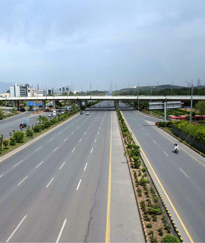 A deserted view of Srinagar Highway as most of people leave to their hometowns to celebrate Eidul Fitr with their dear ones