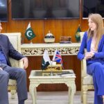 Federal Minister for Interior Mohsin Naqvi in a meeting with British High Commissioner HE Jane Marriott