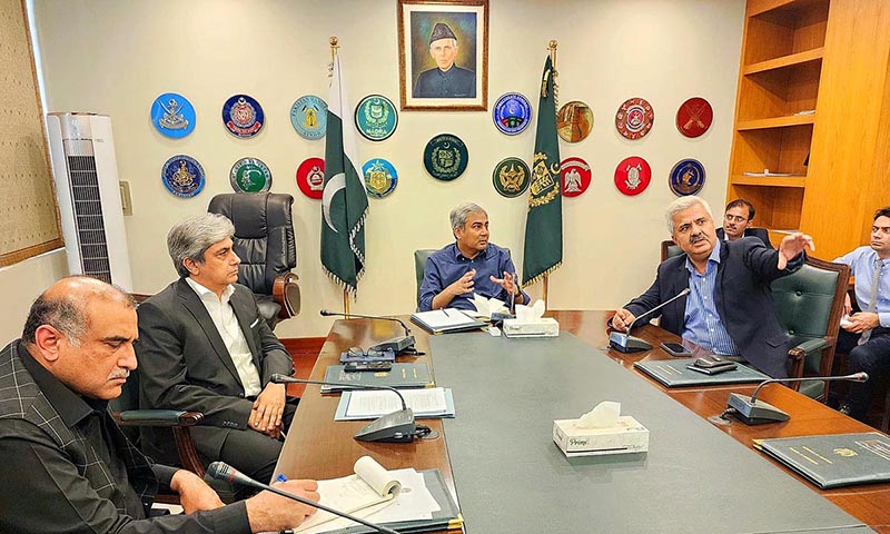 Federal Minister for Interior Mohsin Naqvi chairing a meeting regarding security of foreign nationals