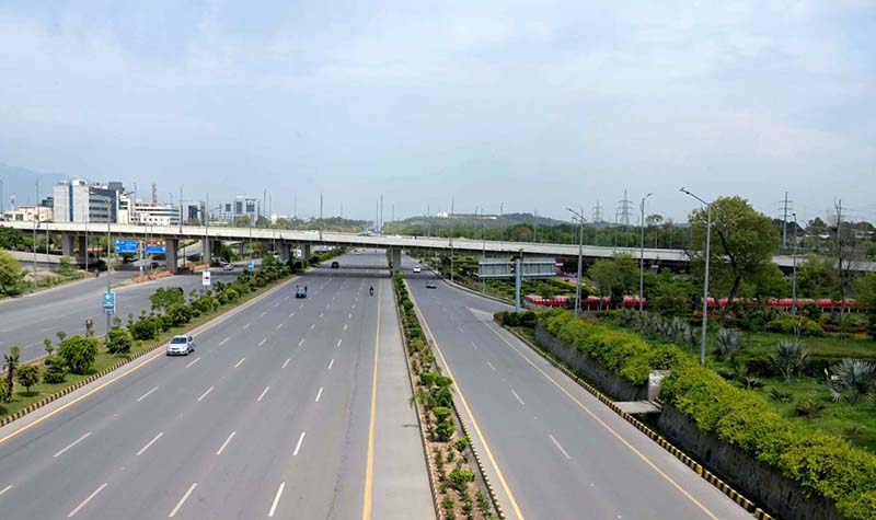 A deserted view of Srinagar Highway as most of people leave to their hometowns to celebrate Eidul Fitr with their dear ones