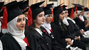 Director General FDE Tanveer Ahmed and Principal Prof. Sadia Ibrar awarding degrees among the successful students during 22nd convocation of Model College G-10/4.