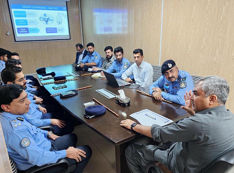 Federal Minister for Interior Mohsin Naqvi chairing a meeting regarding improving Law & order situation and crackdown against criminals in the capital