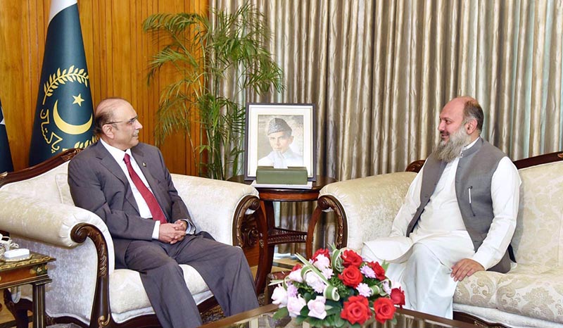 Federal Minister for Commerce, Mr Jam Kamal Khan, called on President Asif Ali Zardari, at Aiwan-e-Sadr.
