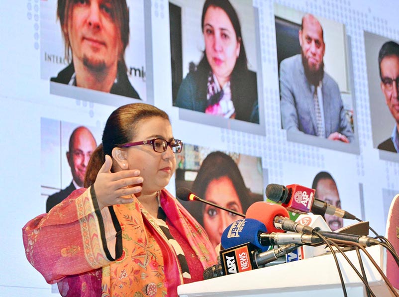 Minister of State for IT and Telecommunication Shahza Fatima Khawaja addressing the opening ceremony of Global Digital Summit 2024 at Expo Center.