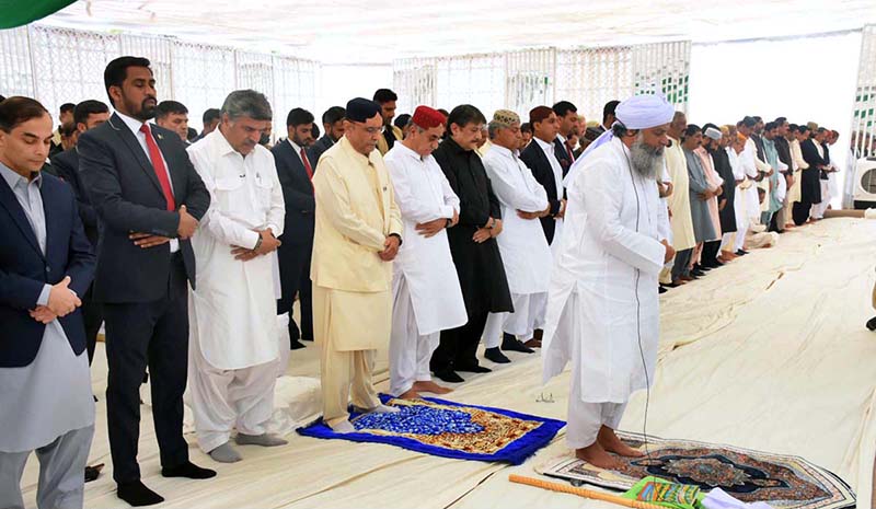 President Asif Ali Zardari offering Eidul Fitr prayer at Zardari House
