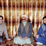Governor Gilgit-Baltistan Syed Mehdi Shah offering Fatiha to the Late brother of Religious Scholar Syed Baqir Hussain.