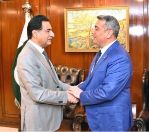 Ambassador of Azerbaijan Khazar Farhadov called on Speaker National Assembly Sardar Ayaz Sadiq at Parliament House.