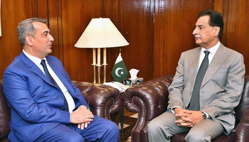 Ambassador of Azerbaijan Khazar Farhadov called on Speaker National Assembly Sardar Ayaz Sadiq at Parliament House.