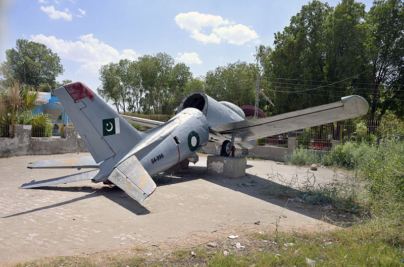 A view of damage monument of aircraft (War plane) at Rani Bagh needs the attention of concerned authorities.