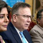 Ambassador of Poland in Pakistan Maciej Pisarski addressing a press conference at National Press Club. 