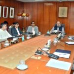 The Federal Minister for Commerce Jam Kamal Khan getting briefing at Trade Development Authority of Pakistan (TDAP)