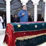 Chairman Pakistan Peoples Party Bilawal Bhutto Zardari along with Sindh Chief Minister Syed Murad Ali Shah offering Fateha at grave of Shaheed Mohtarma Benazir Bhutto on the occasion of first day of Eidul Fitr at Gharhi Khuda Bakhsh