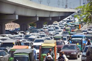 A view of massive traffic jam in front of High Court.