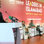 Chairman Senate Syed Yusuf Raza Gilani addressing during Leaders in Islamabad Business Summit 2024 collaborating for Growth.