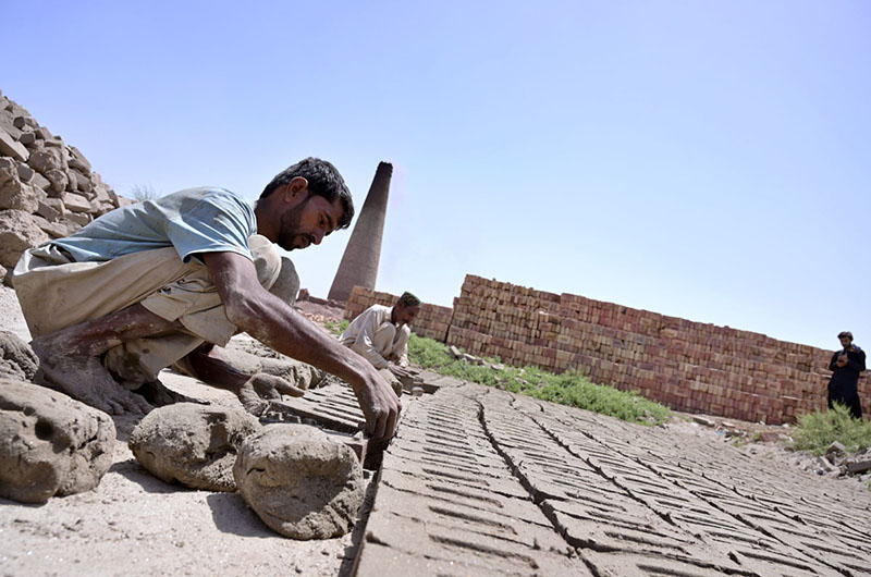 Labourers are busy in preparing bricks at local bricks kiln in Tando Hyder as International Labour Day is celebrated on May 1 every year. It's a day to honour and appreciate the contributions of workers all around the world. This day recognizes the hard work and dedication of people who work in various fields to make our lives better.