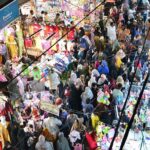 People busy in Eidul Fitr shopping at a market in the city