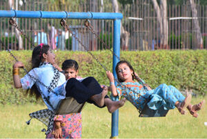 Families with children visiting Zoo at Rani Bagh Park on the 3rd day of Eid ul Fitr celebrations