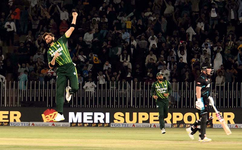 New Zealand batter Tim Robinson play a shot during the 2nd T20 cricket match between Pakistan vs New Zealand at Pindi Cricket Stadium