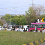 A view of massive traffic jam at Lake View Park as people throng to visit on the second day of Eidul Fitr celebrations in the federal capital