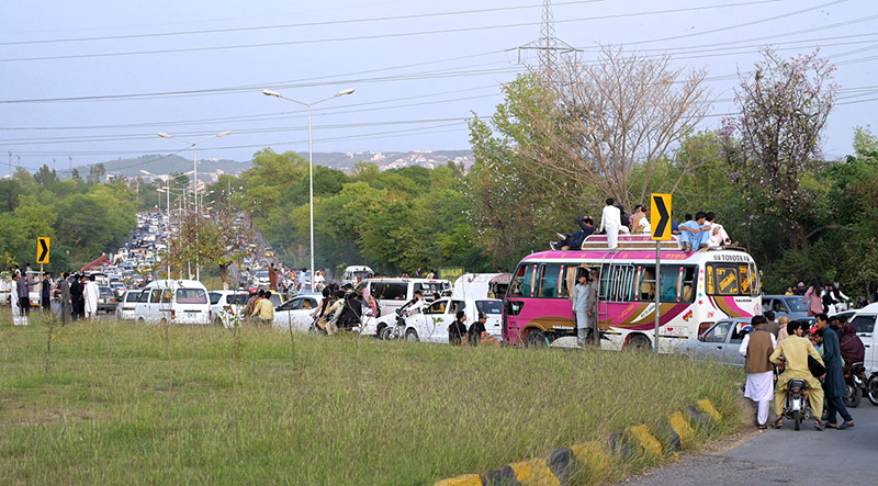 A view of massive traffic jam at Lake View Park as people throng to visit on the second day of Eidul Fitr celebrations in the federal capital