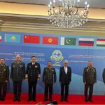 Federal Minister for Defence & Defence Production, Khawaja Muhammad Asif in a group photo with Defence Ministers of member states of the Shanghai Cooperation Organization (SCO)
