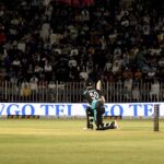 New Zealand batter Mark James Neesham caught out during the 2nd T20 cricket match between Pakistan vs New Zealand at Pindi Cricket Stadium
